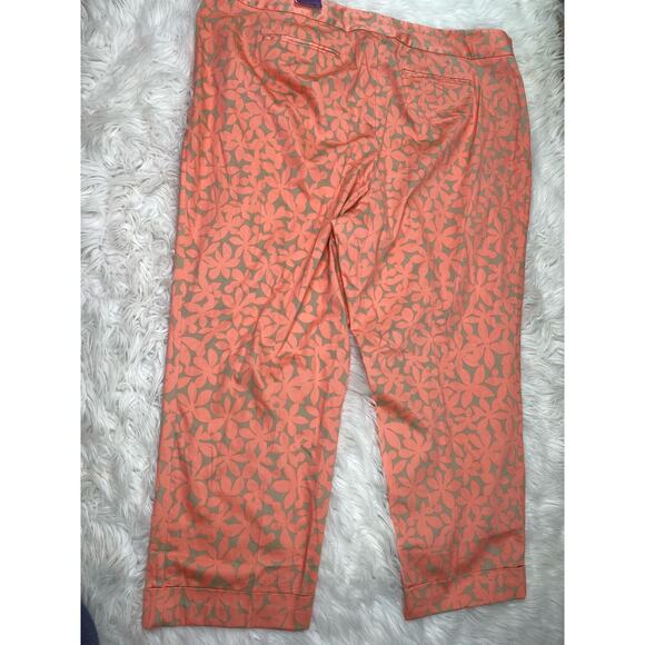 Lane Bryant Women's Floral Print Ankle Pants Size 28 Peach Beige Sateen NWT - Picture 9 of 16